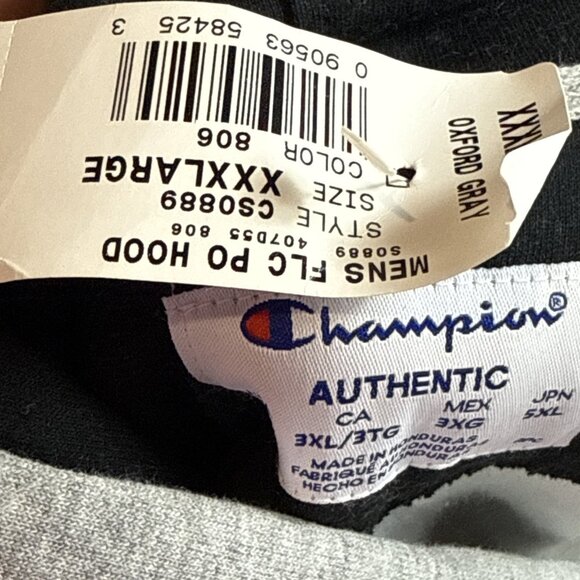 New Champion Men's Light Grey Hoodie Sweatshirt Fleece Pullover Sz XXXL - Picture 8 of 8